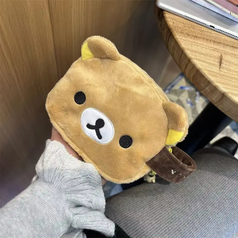 Kawaii Rilakkuma Plush Pencil Bag - Cartoon Bear Multi Case, Makeup Organizer & Cosmetic Storage, Cute Vanity Beauty Bag