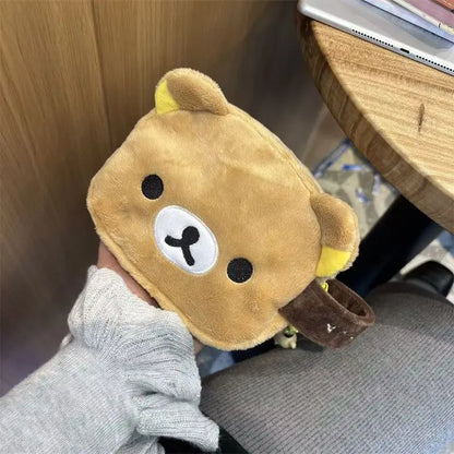 Kawaii Rilakkuma Plush Pencil Bag - Cartoon Bear Multi Case, Makeup Organizer & Cosmetic Storage, Cute Vanity Beauty Bag