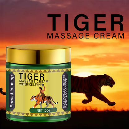 Tiger Massage Cream Moisturizes the Skin; Easily Absorbed. Persistent Soothing; Deeply Nourishing. Water Ice Levin. Net 100g.