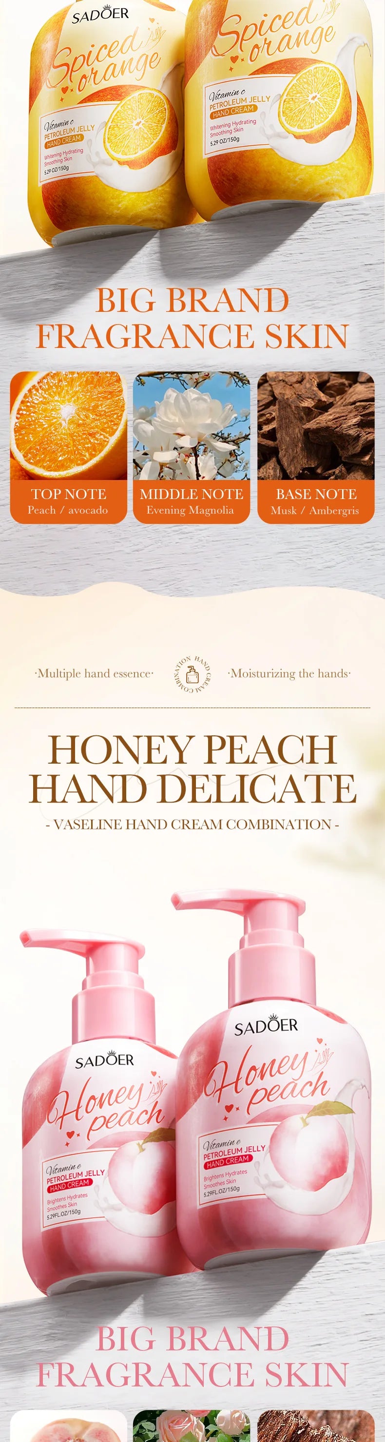 150g SADOER Fruits Hand Cream Moisturizing Whitening Anti Wrinkles Anti-Aging Hydrating Hands Skin Care Products
