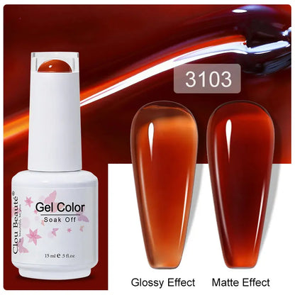 Clou Beaute 15ml Nail Gel Polish Warm Color Dark Red Brown Semi Permanent Nail Art Manicure Soak Off LED UV Varnishes Lacquer