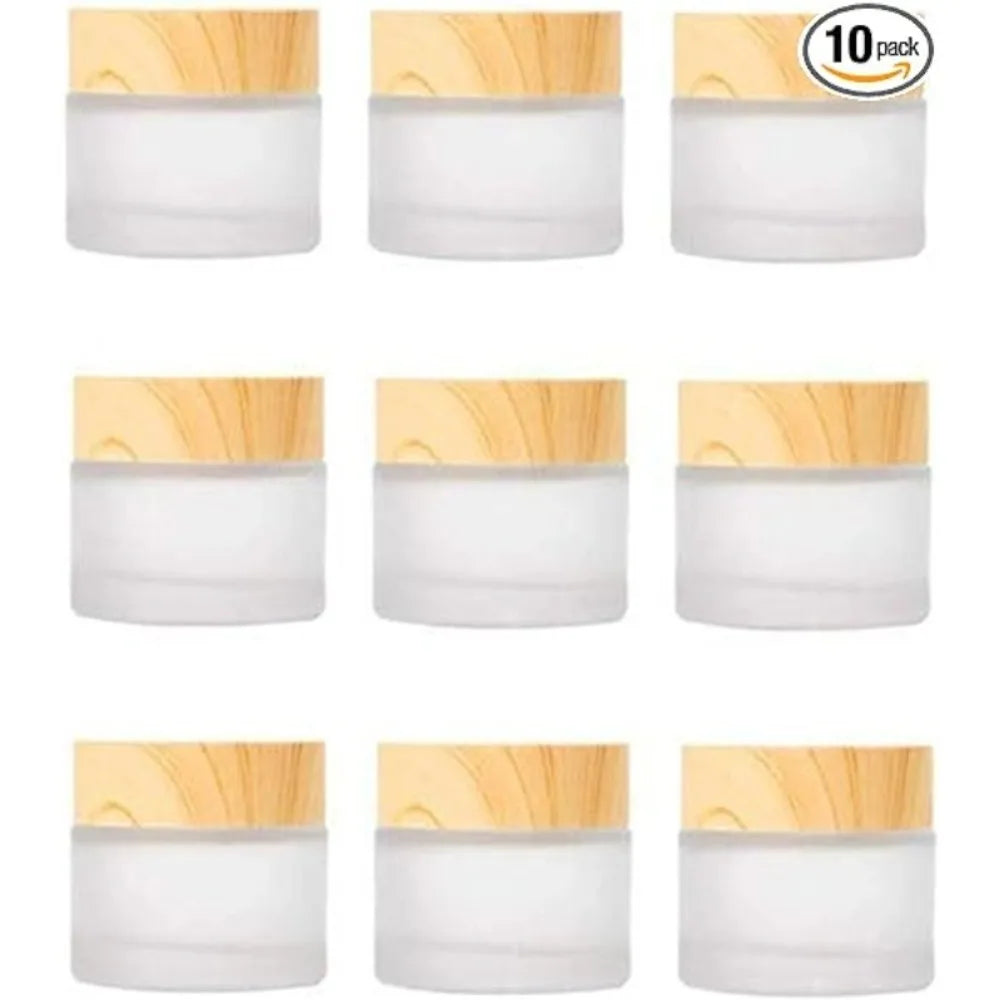 10PCS 5/10/15/20/30/50/60/100g Empty Jars Round Frosted Clear Glass Cosmetics Container Refillable Face Cream Box Pot for Makeup