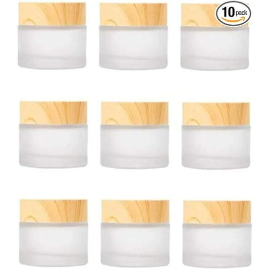 10PCS 5/10/15/20/30/50/60/100g Empty Jars Round Frosted Clear Glass Cosmetics Container Refillable Face Cream Box Pot for Makeup