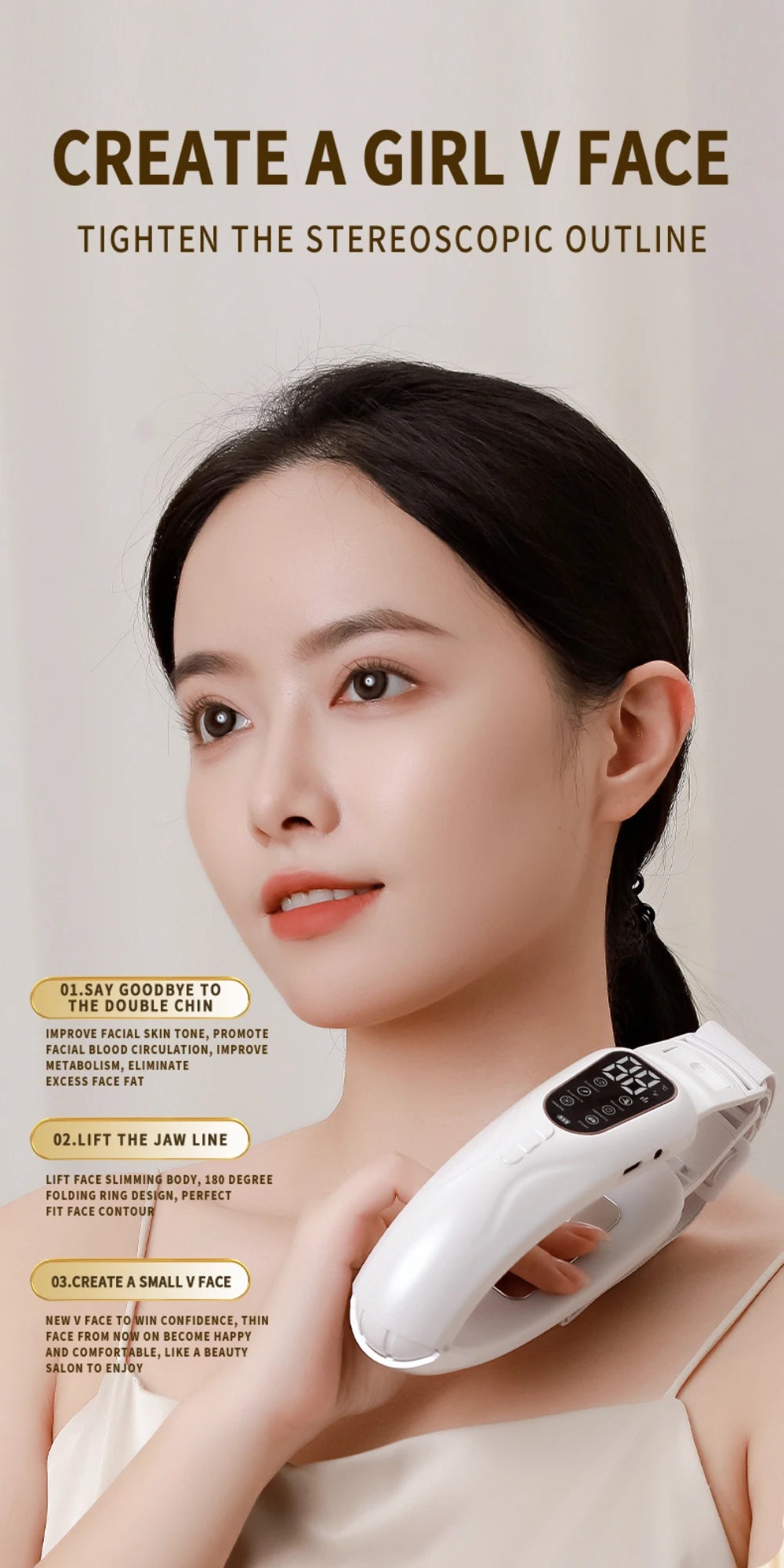 EMS Microcurrent Facial Device Rechargeable V-Lift Massager with Vibration Modes&Electrode Pads for Home Skincare and Contouring