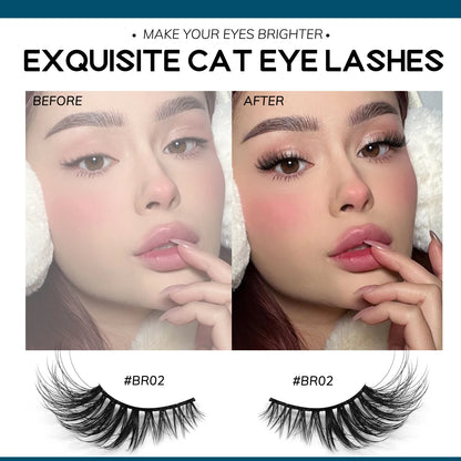 VELTRINAY Half Lashes Natural Cat Eye Eyelashes Wispy False Eyelashes 3D Volume Strip Natural Lashes Fake Eyelashes Makeup