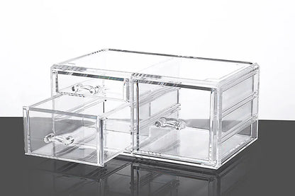 Table Transparent Plastic Makeup Organizer Multi-type Drawers Skincare Product Storage Box 3 Layers Case