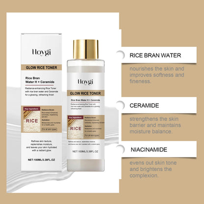 Glow Brightening Rice Essence Moisturizing Nourishing Even Skin Tone Improves Dullness Oil-Control Brightening Serum Skincare