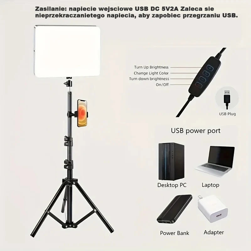 Video fill light 10.0 inch with adjustable tripod stand 43.31 inch stand, suitable for studio flash photography, makeup photogra