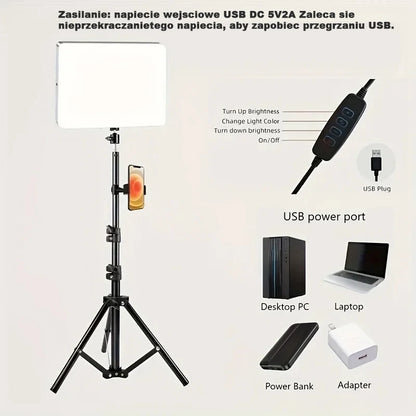 Video fill light 10.0 inch with adjustable tripod stand 43.31 inch stand, suitable for studio flash photography, makeup photogra