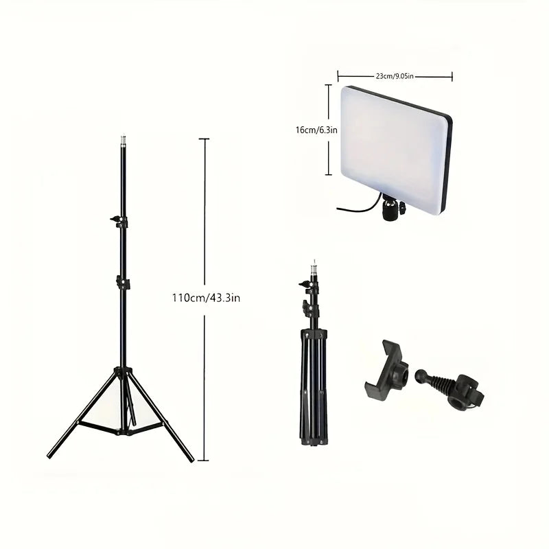 Video fill light 10.0 inch with adjustable tripod stand 43.31 inch stand, suitable for studio flash photography, makeup photogra