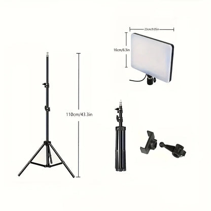 Video fill light 10.0 inch with adjustable tripod stand 43.31 inch stand, suitable for studio flash photography, makeup photogra