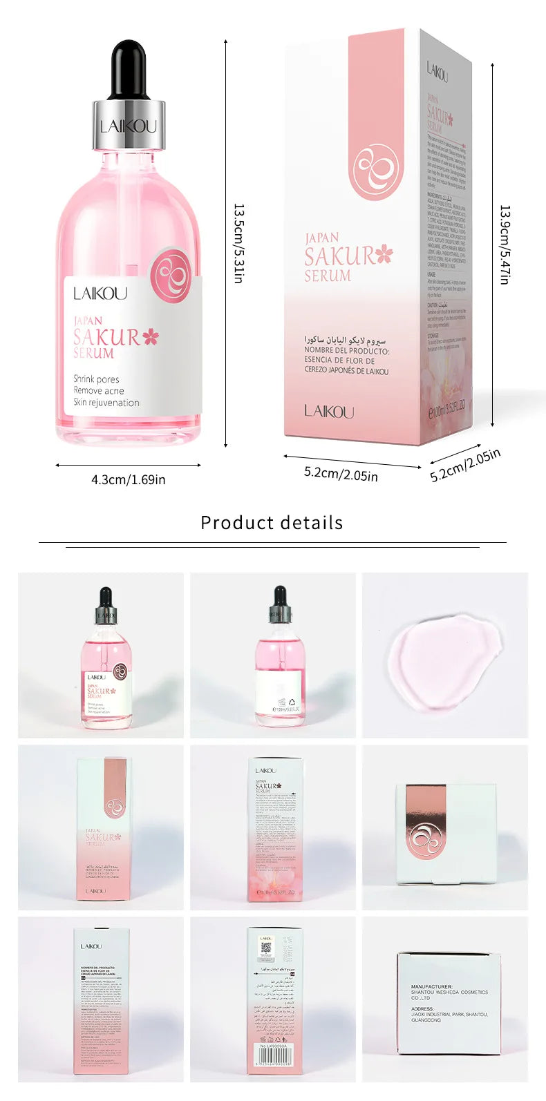 Swiss Anti Aging Face Serum 100ml VC Niacinamide Rosehip Hyaluronic Acid Blueberry Extract To Brighten And Moisturize Skin