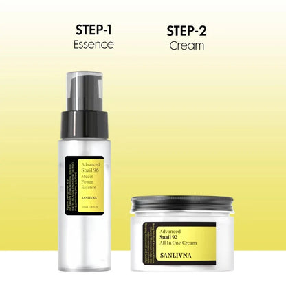 Sanlivna Korean Skincare Snail 92% Duo Set - All-in-One Cream for Fine Lines & Sensitive Skin
