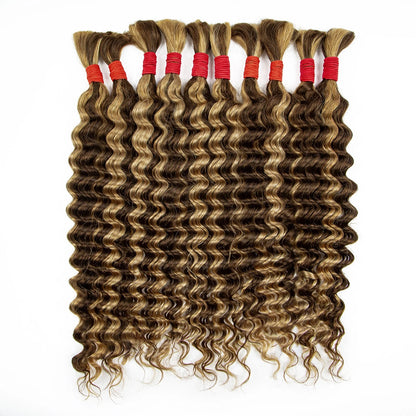 Bulk Human Hair for Braiding 22 24Inch Deep Wave Bulk Human Hair for Boho Braids No Weft 100% Curly Human Hair Bulk Crochet