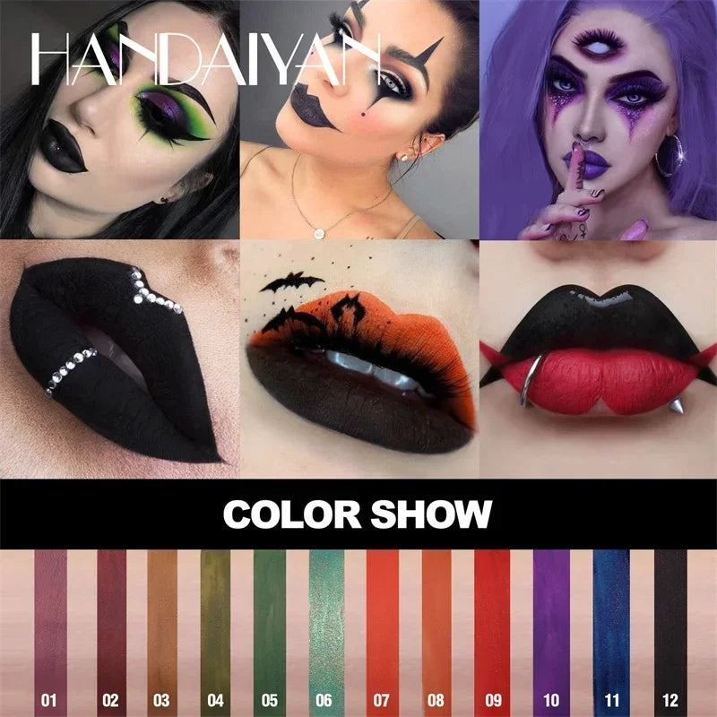 New Black Velvet Lipsticks Halloween Dark Matte Lip Gloss Set Moisturizing Lasting Waterproof No Fade Sexy Red Liquid Lipsticks
