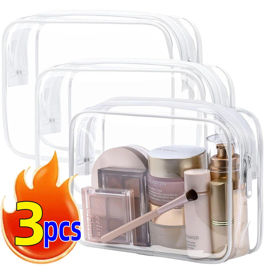 Travel Organizer Bath Toiletry Wash Storage Bag Case White Transparent Zipper Makeup Bags  Clear Pouch Women's Cosmetic Bag