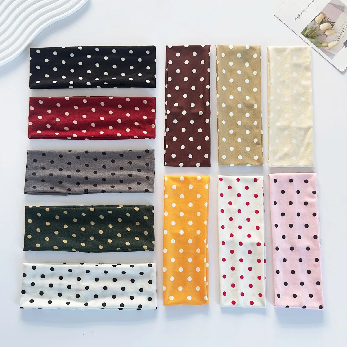 Women's yoga elastic headband with polka dots, autumn fashion makeup headband, hair accessories, sports and fitness headband