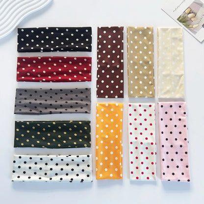 Women's yoga elastic headband with polka dots, autumn fashion makeup headband, hair accessories, sports and fitness headband