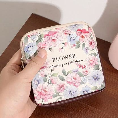 New PVC Women Girls Cosmetic Makeup Bag Coin Purse Large Capacity Sanitary Pads Bag Portable Mini Data Cables Organizer