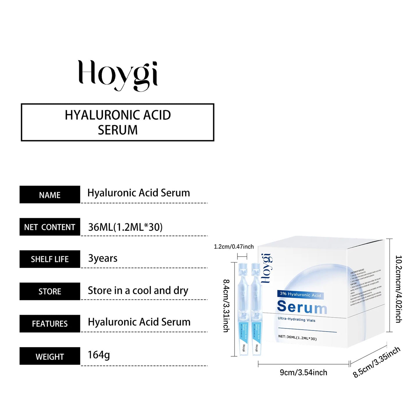 Hyaluronic Acid Serum Deep Moisturizing Facial Skin Essence Rejuvenating Enhances Elasticity Firm Nourishing Brightening Ampule