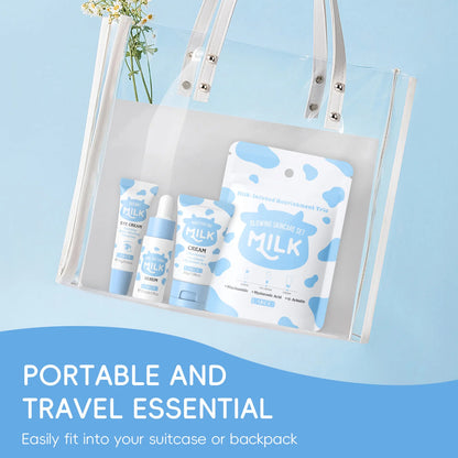 Deep Hydration Milk Skincare Set Softening Serum Gentle Eye Cream Radiant Moisturizing Glowing Trio