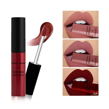 QIBEST Sexy Matte Velvet Liquid Lipstick Velvet Lip Gloss Tint Tube Matte Nude Pigment Red Black Makeup Cosmetics Lipsticks