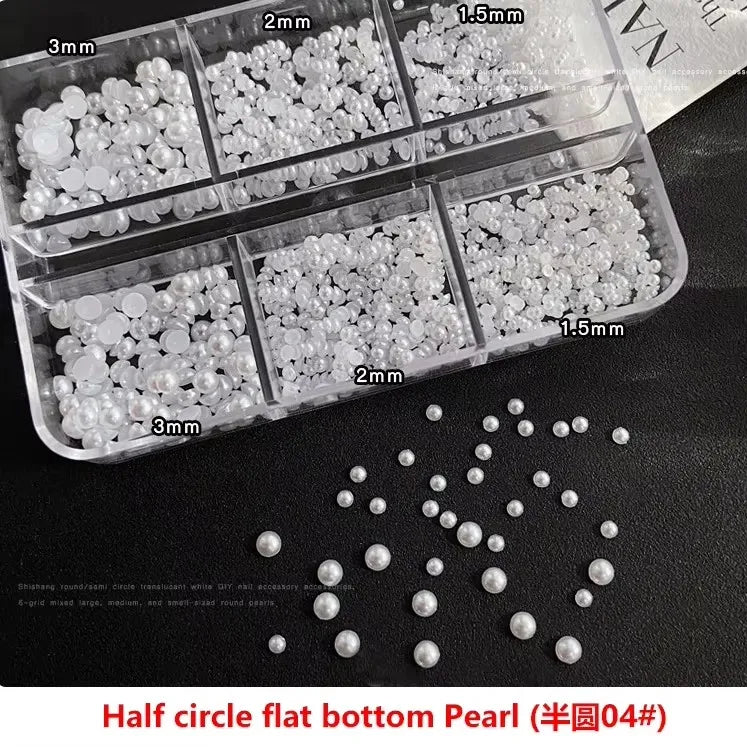 Gun Black Square Rivet Metal Round Ball Cone Alloy Fork Spoon Punk Stars Bowknot Pearl Nail Art Accessories Decorations Manicure