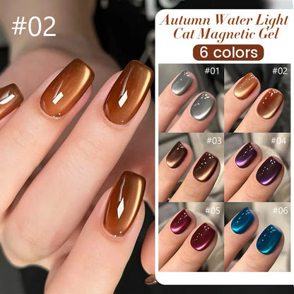 10ML 1-21PCS 2025 Autumn New Emerald Green Magnet Cat's Eye Gel Nail Polish Green Whitening Glass Bead Cat Eye Nail Polish