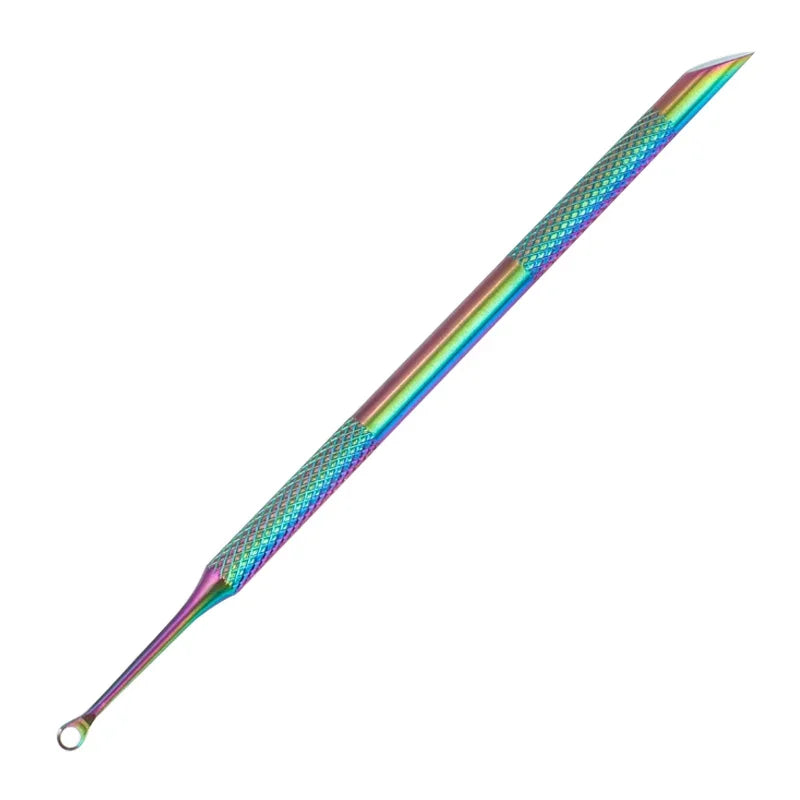 Nail Double-ended Use Stainless Steel Circle Beveled Head Cuticle Pusher Remover Professional Manicure Sticks File Nail Art Tool