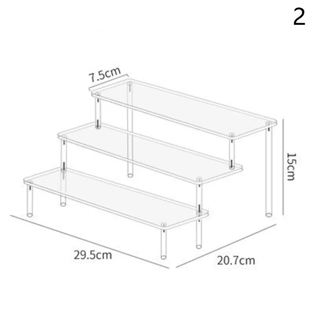 1-4 Tier Acrylic Display Stand Durable Display Rack For Cupcake Perfume Doll Transparent Trapezoidal Blind Box Storage Shelf