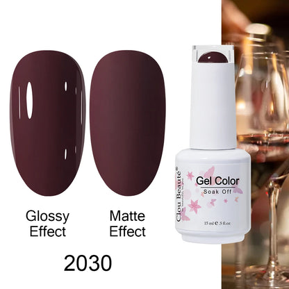 Clou Beaute 15ml Nail Gel Polish Warm Color Dark Red Brown Semi Permanent Nail Art Manicure Soak Off LED UV Varnishes Lacquer