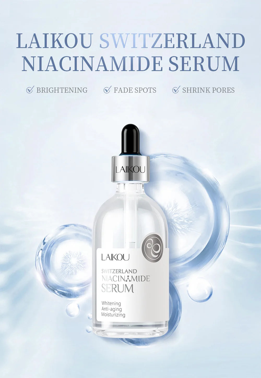 Swiss Anti Aging Face Serum 100ml VC Niacinamide Rosehip Hyaluronic Acid Blueberry Extract To Brighten And Moisturize Skin