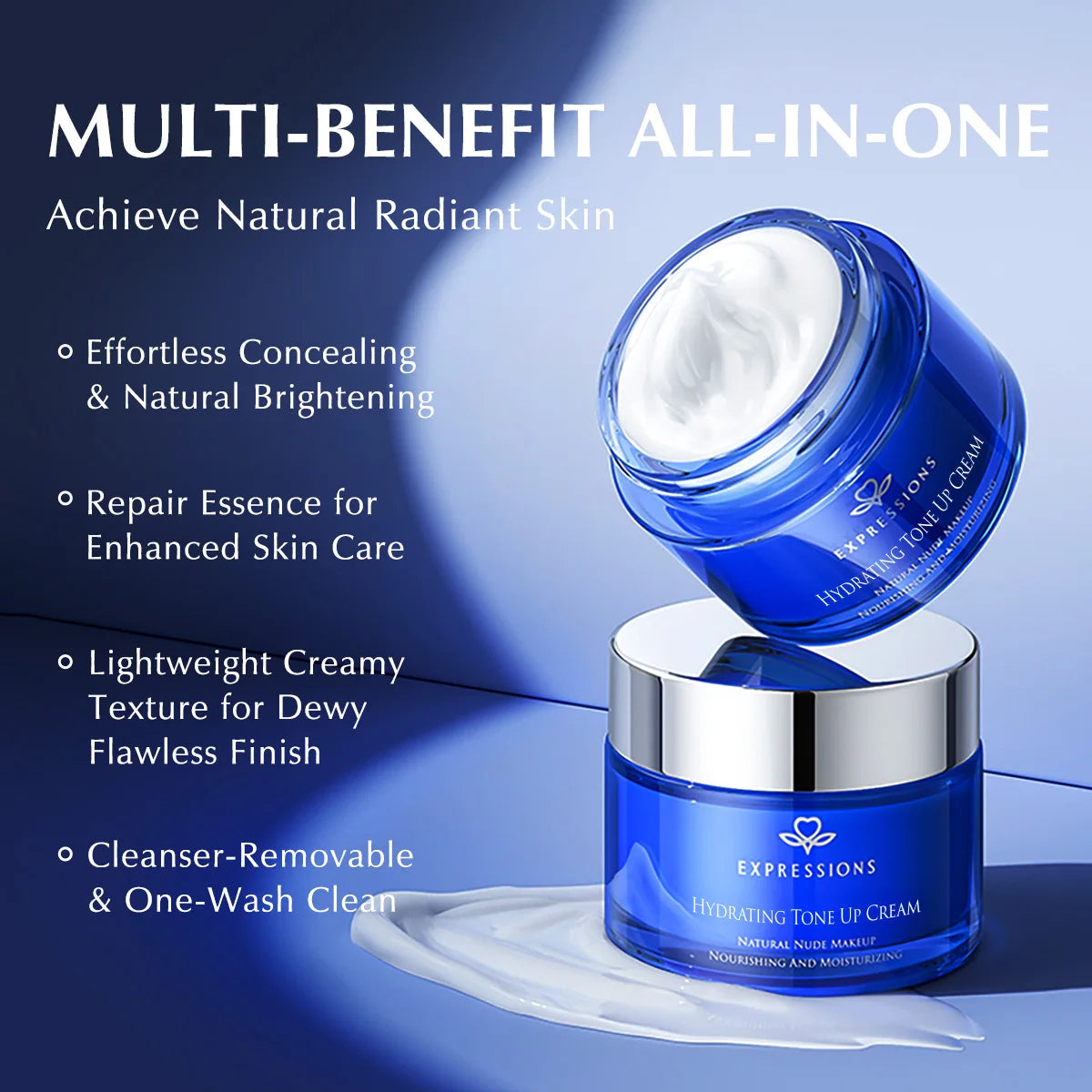 EXPRESSIONS Hydrating Tone-Up Face Cream – Niacinamide Brightening, Natural No-Makeup Look, Long-Lasting Moisturizer