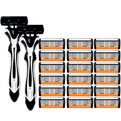1 Handle + 3/6/12 Blades/ Men Women Manual Safety Razor 6-Layer Stainless Steel Hair Removal Shaving Replaceable Shaver Head