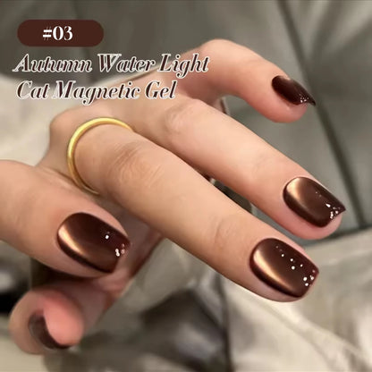 10ML 1-21PCS 2025 Autumn New Emerald Green Magnet Cat's Eye Gel Nail Polish Green Whitening Glass Bead Cat Eye Nail Polish