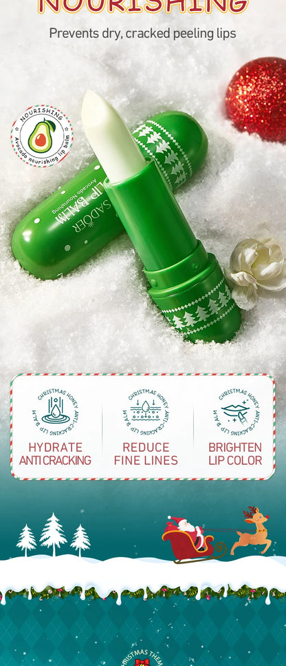 SADOER Christmas Moisturizing Lipstick Anti Cracking Hydrating Repair Nourishing Plump Lips Balm Plumper Skin Care