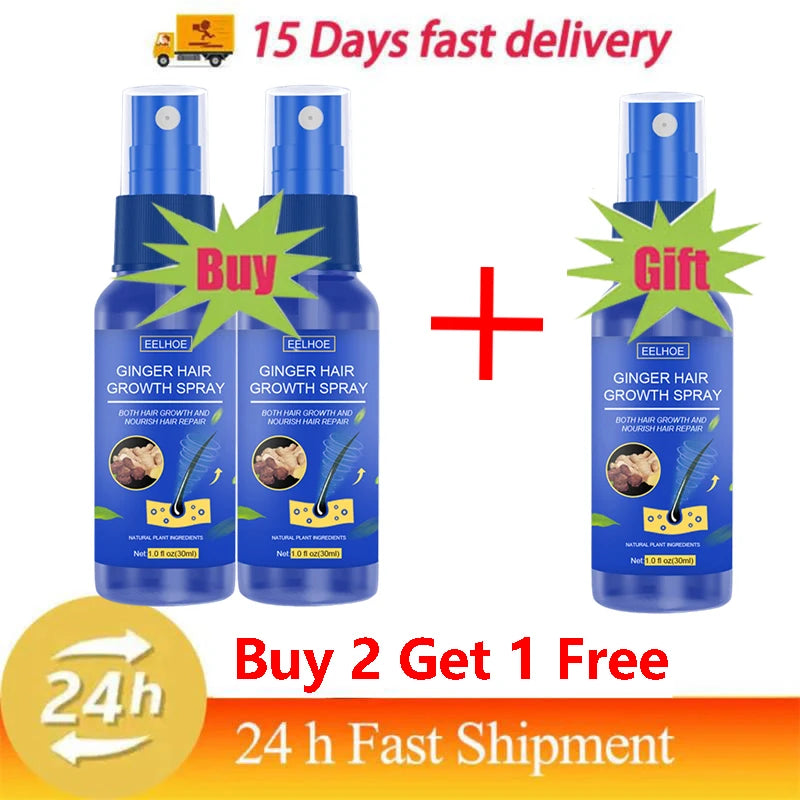 Ginger Hair Growth Serum Spray Anti Loss Regrowth Hair Growth Oil Essence Scalp Massage Moisturizing Nourish Hair Care Men Women