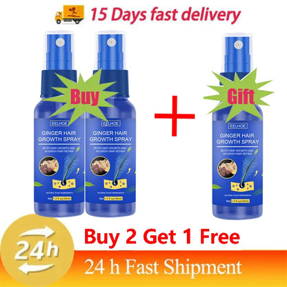 Ginger Hair Growth Serum Spray Anti Loss Regrowth Hair Growth Oil Essence Scalp Massage Moisturizing Nourish Hair Care Men Women