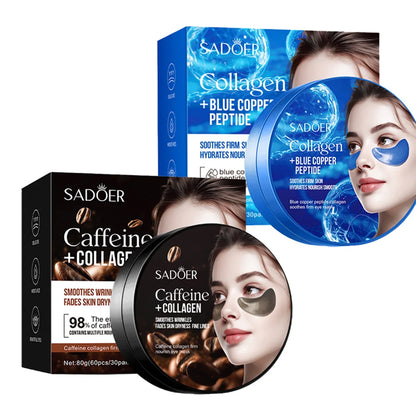 SADOER Collagen Eye Mask Caffeine Crystal Anti Dark Circles Eye Bag Remover Moisturizing Anti-aging Eye Patches Skin Eye Care