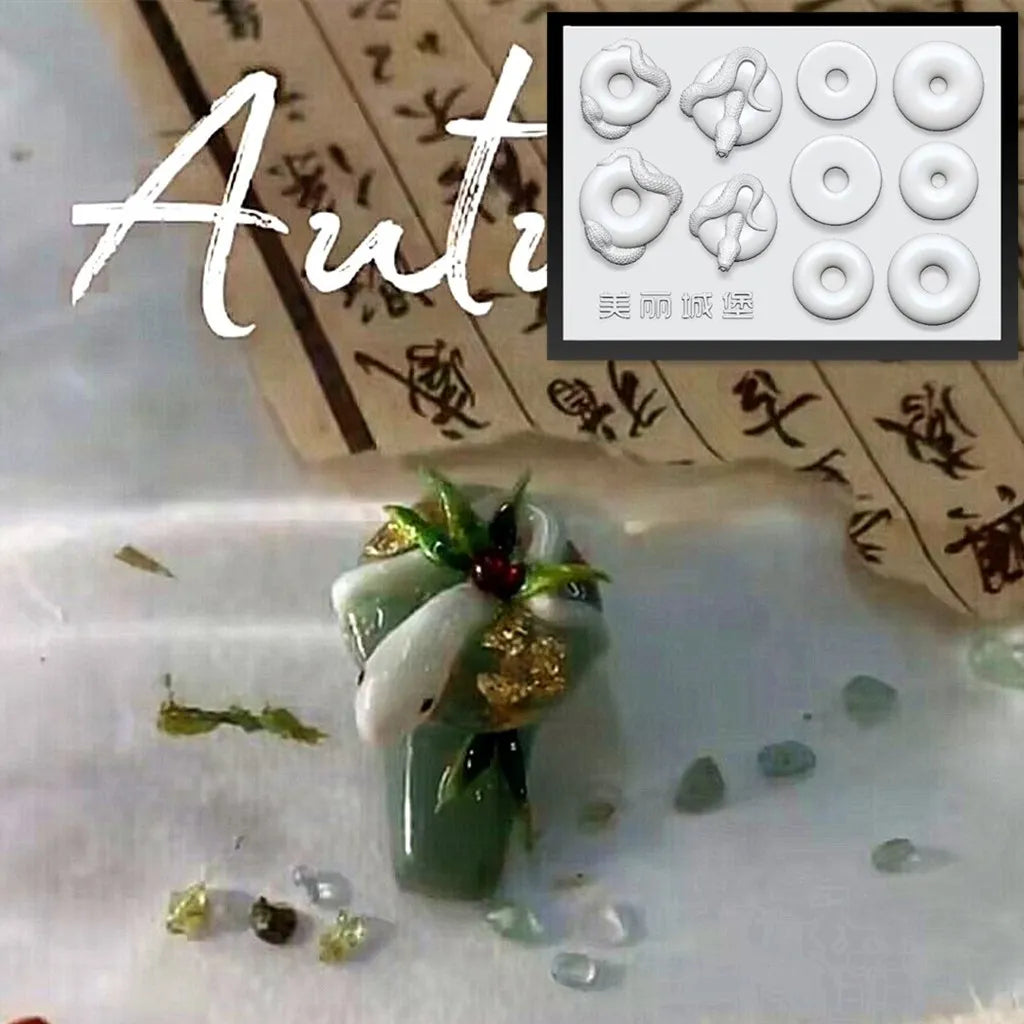 1Pc Snake  New Year Rose Snake  3D Acrylic Mold Nail Art Decorations  DIY Silicone Nail Art Templates Nail  Mold