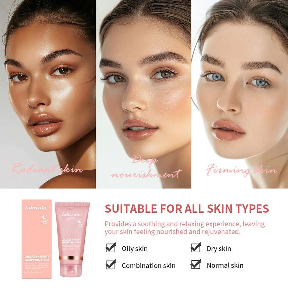 Collagen Peel Off Face Mask Deep Hydration Skin Firming Night Treatment For Youthful Glow