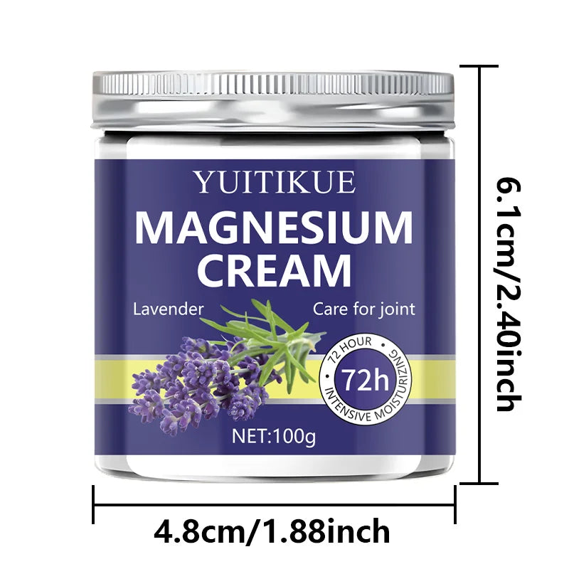 YUITIKUE Magnesium & Lavender Cream 100g - 72-hour Moisturizing Joint Care, Fast Absorbing, Non-Greasy, Suitable for Athletes