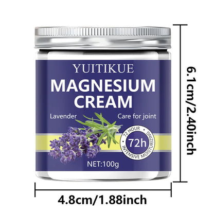 YUITIKUE Magnesium & Lavender Cream 100g - 72-hour Moisturizing Joint Care, Fast Absorbing, Non-Greasy, Suitable for Athletes
