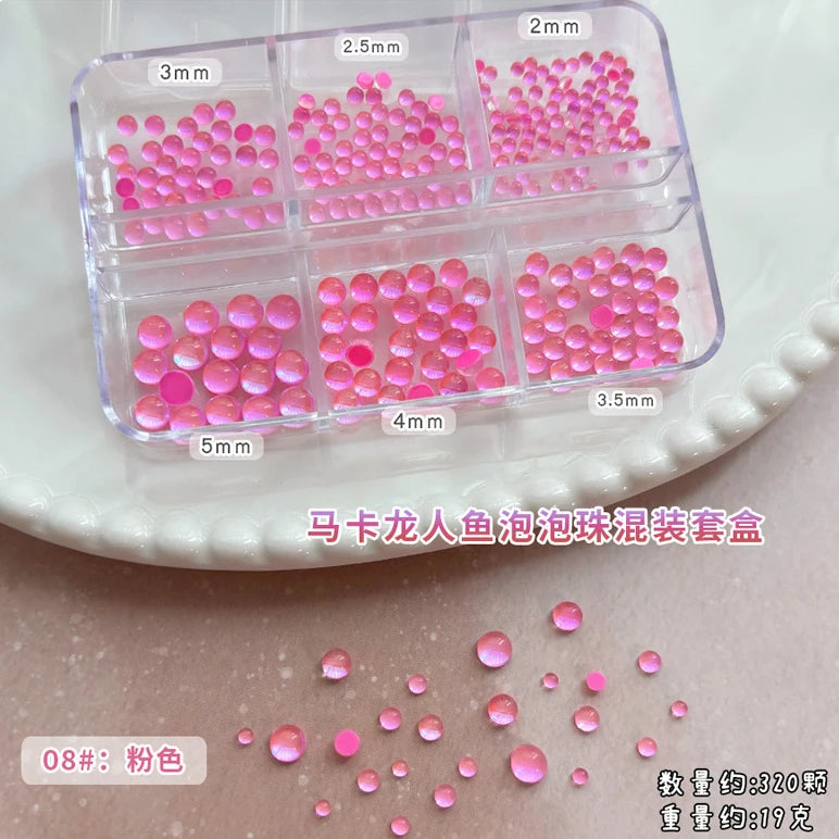 Gun Black Square Rivet Metal Round Ball Cone Alloy Fork Spoon Punk Stars Bowknot Pearl Nail Art Accessories Decorations Manicure