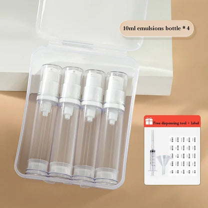 1 Set 5-15ML Clear Empty Refillable Airless Vacuum Pump Cream Lotion and Spray Portable Bottle Set Sample Packing for Toiletries
