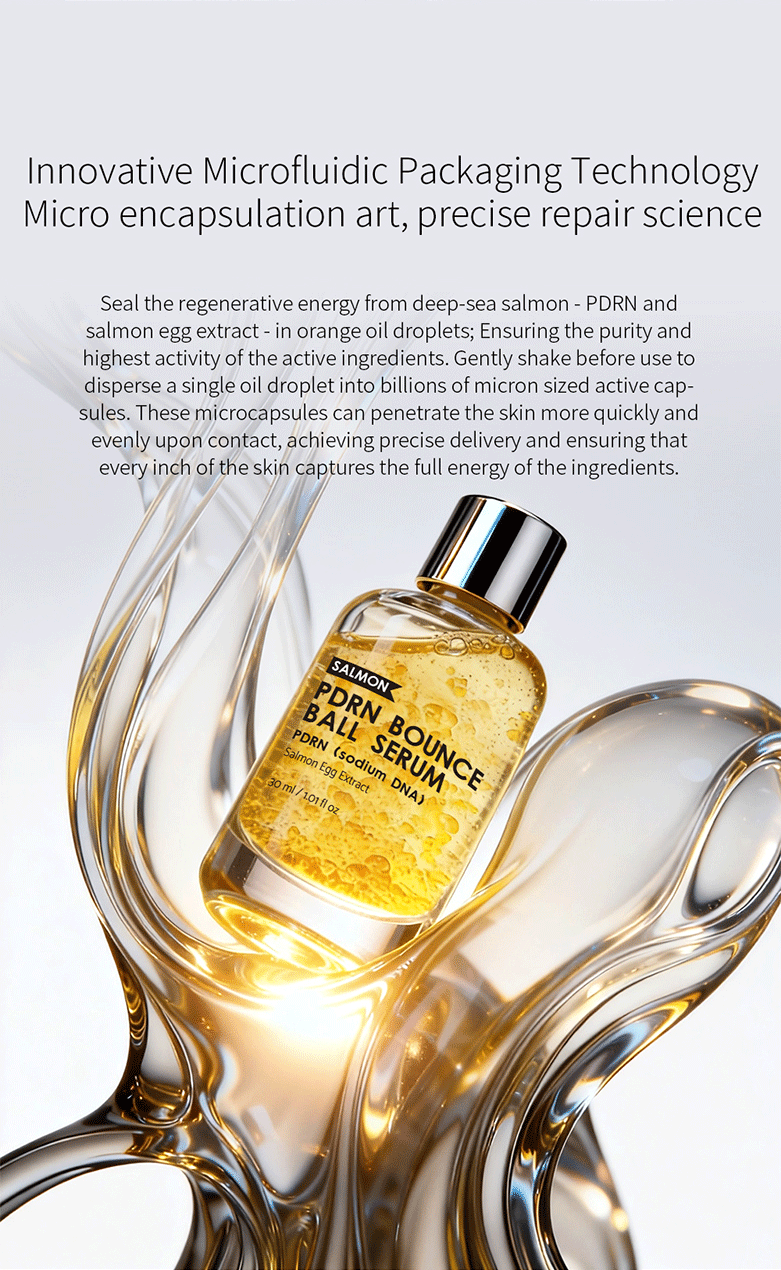 Salmon PDRN Bounce Ball Serum Anti-Aging Sodium DNA & Niacinamide Essence Shake-to-Activate Oil Beads for Instant Glow & Firming
