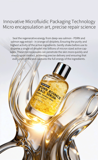 Salmon PDRN Bounce Ball Serum Anti-Aging Sodium DNA & Niacinamide Essence Shake-to-Activate Oil Beads for Instant Glow & Firming