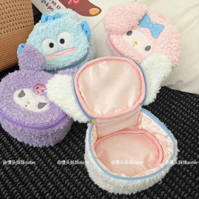 Large Capacity Cosmetics Storage Bag Kuromi My Melody Hello Kitty Cartoon Plush Bag Makeup Bag Travel Storage Bag Gifts Girl