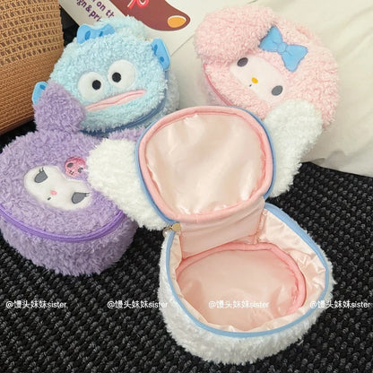 Large Capacity Cosmetics Storage Bag Kuromi My Melody Hello Kitty Cartoon Plush Bag Makeup Bag Travel Storage Bag Gifts Girl