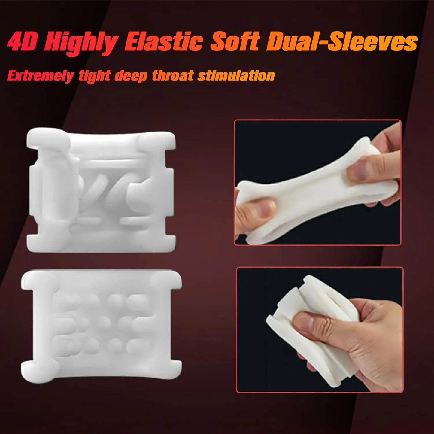 Men's masturbator with 7 types of vibration, 5 types of thrust, and 5 types of rotation. Dual inner chambers are soft and comfor